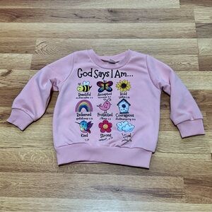 Kids Pink 'God Says I Am' Graphic Sweatshirt, size 90 (2T)
